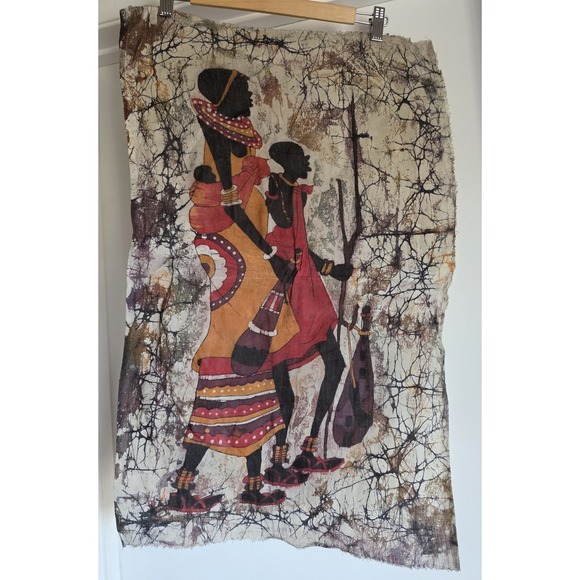 Other - African Batik Wall Hanging Tapestry Decor Woven Textile Art 30x18